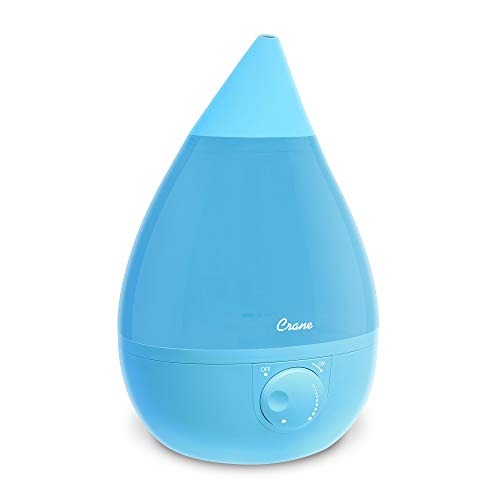 Crane Drop Ultrasonic Cool Mist Humidifier, Filter Free, 1 Gallon, 500 Sq Ft Coverage, Air Humidifier for Plants Home Bedroom Baby Nursery and Office, Aqua
