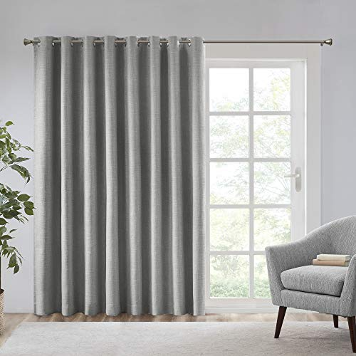 SUNSMART Maya Blackout Curtain Patio Single Window, Textured Heatherd Print, Grommet Top Living Room Décor, Thermal Insulated Light Blocking Drape for Bedroom and Apartments, 100x84, Grey