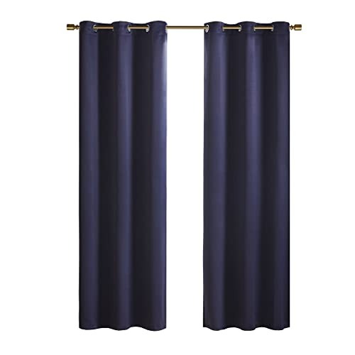 SUNSMART Modern Polyester Solid Thermal Panel Pair with Navy Finish