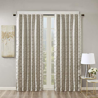 SunSmart Cassius Jacquard Total Blackout Curtain Panel, Grey/Silver, 50 x 95 in