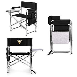 PICNIC TIME NHL Pittsburgh Penguins Sports Chair with Side Table - Beach Chair - Camp Chair for Adults