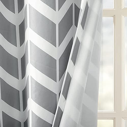 Intelligent Design Alex Chevron Curtains for Living Room, Modern Contemporary Grommet Room Darkening Panels for Bedroom, Geometric Window Panel, 42X63, 2-Panel Pack, 42x84, Aqua