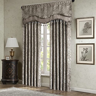Madison Park Aubrey Paisley Jacquard Beaded Valance, Blue, 50 x 18 in