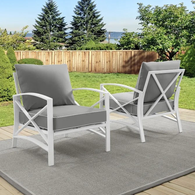 Crosley Furniture Kaplan 2-Piece Outdoor Chair Set in Gray/White Color