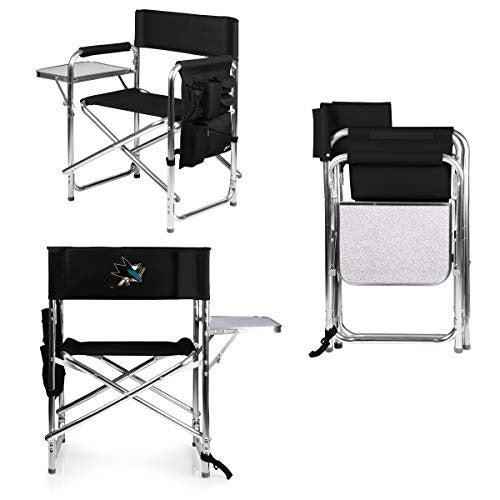 PICNIC TIME NHL San Jose Sharks Sports Chair with Side Table - Beach Chair - Camp Chair for Adults