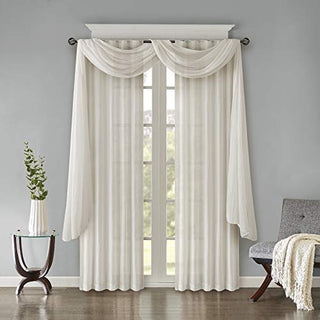 Madison Park Harper Sheer Curtain Panel, White