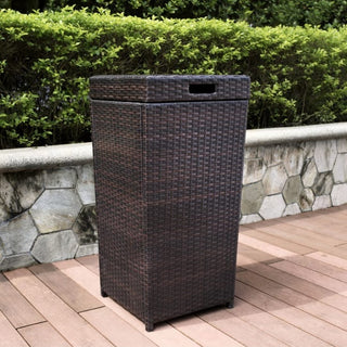 Crosley Furniture Palm Harbor Outdoor Wicker Trash Bin, Brown