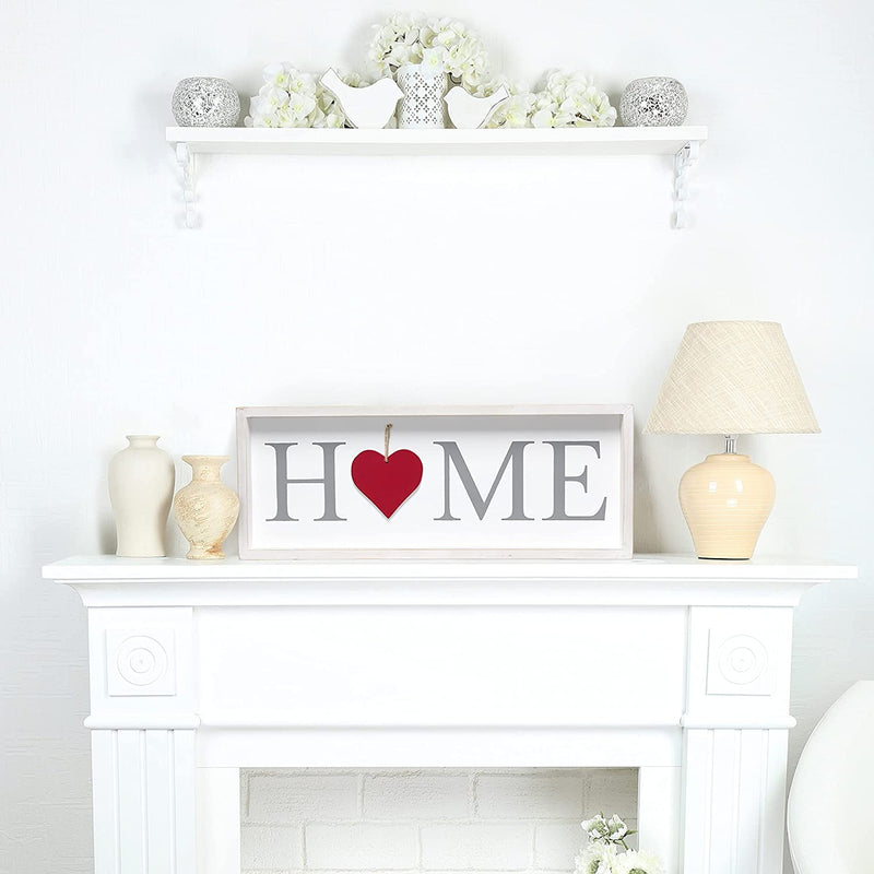 Home Outfitters Rustic Farmhouse Wooden Seasonal Interchangeable Symbol "Home" Frame with 12 Ornaments, White Wash