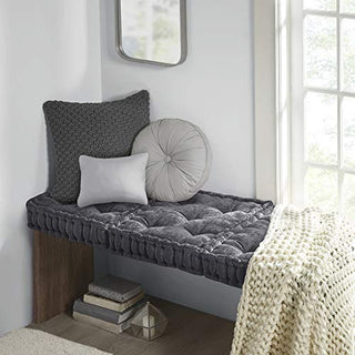 Intelligent Design Azza Chenille Floor Pillow, Charcoal, 20x20x5