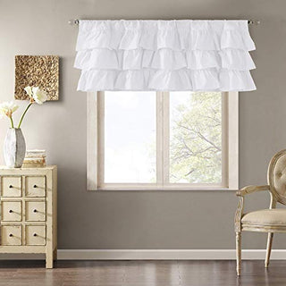 Anna Window Valance, White, 50 x 18 in