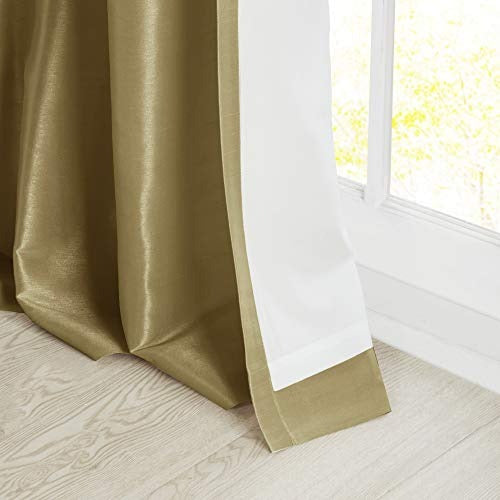 Madison Park Emilia Faux Silk Single Curtain with Privacy Lining, DIY Twist Tab Top Window Drape for Living Room, Bedroom and Dorm, 50 x 120 in, Bronze