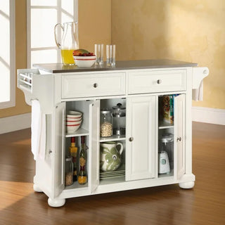 Crosley Furniture Alexandria Full Size Kitchen Island with Stainless Steel Top, White