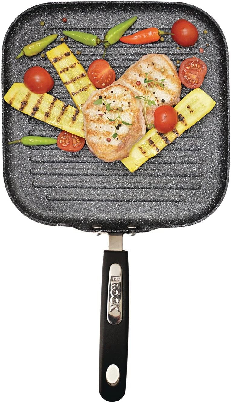 THE ROCK by Starfrit 10" Grill Pan with Bakelite Handle, Black