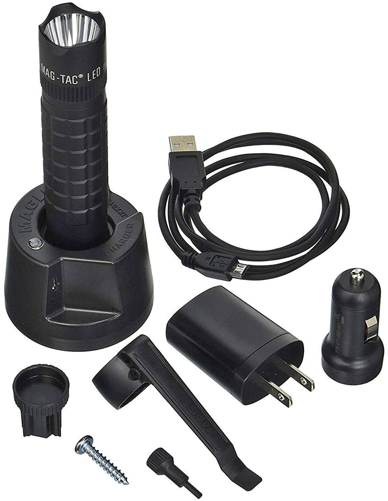 MagLite TRM1RA4 Mag-Tac LED Rechargeable Flashlight System- Crowned-Bezel, Black