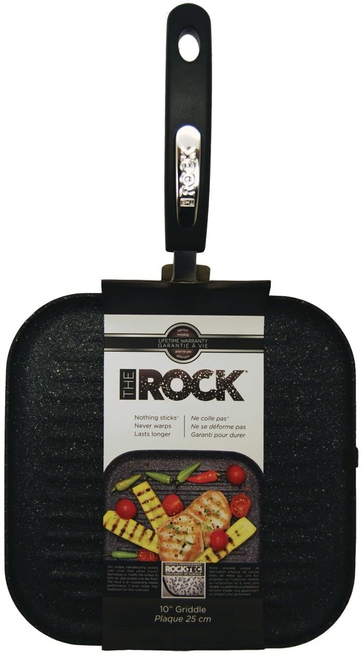 THE ROCK by Starfrit 10" Grill Pan with Bakelite Handle, Black