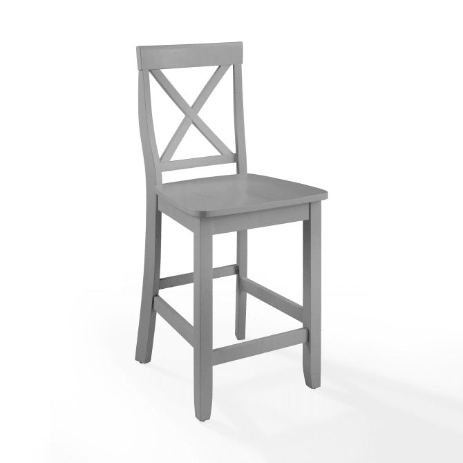 Crosley Furniture X-Back Bar Stool (Set of 2), 24-inch, Gray