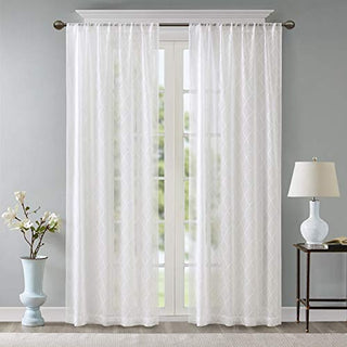 Madison Park Irina Sheer Curtain Panel, White, 50 x 95 in