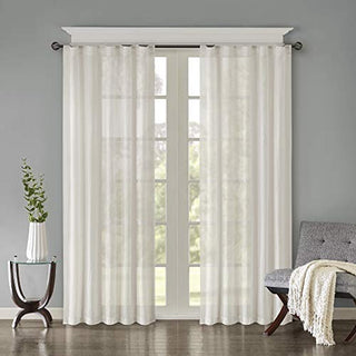 Madison Park Harper Sheer Curtain Panel, White