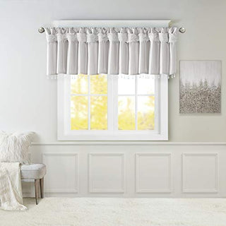 Madison Park Emilia Faux Silk Valance with Beads, Silver, 50 x 26 in