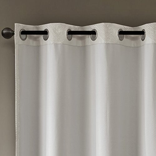 SUNSMART Bentley Total Blackout Curtains Window, Ogee Knitted Jacquard, Grommet Top Living Room Decor, Thermal Insulated Light Blocking Drape for Bedroom and Apartments, 50" x 108", Ivory