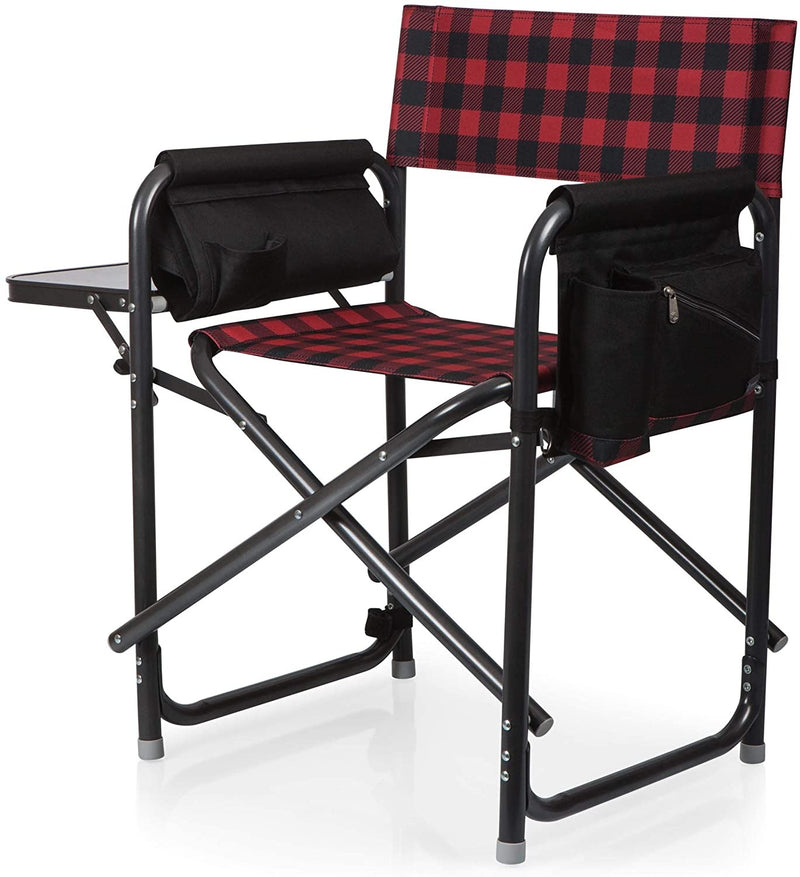 ONIVA - a Picnic Time Brand Outdoor Directors Folding Chair, Red/Black Buffalo Plaid