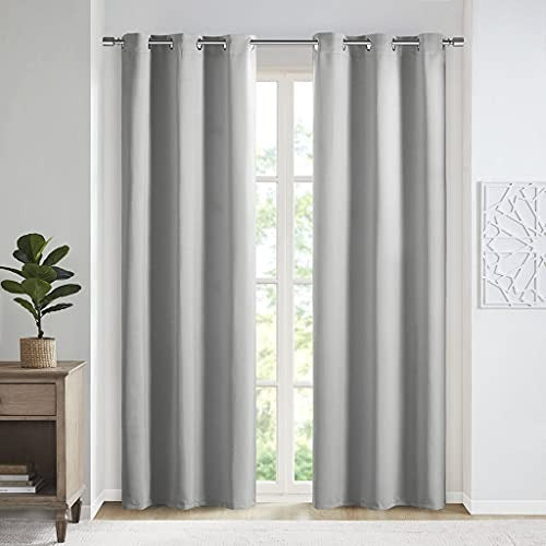 SUNSMART Modern Polyester Solid Thermal Panel Pair with Gray Finish