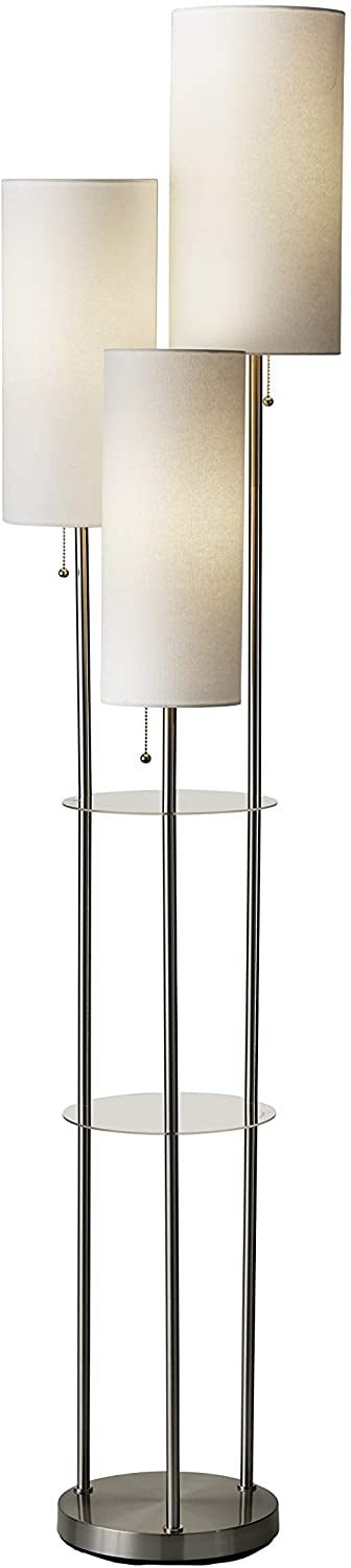 Home Outfitters Classic 1 Light Torchiere Floor Lamp with Marbleized Glass Shade, Brushed Nickel