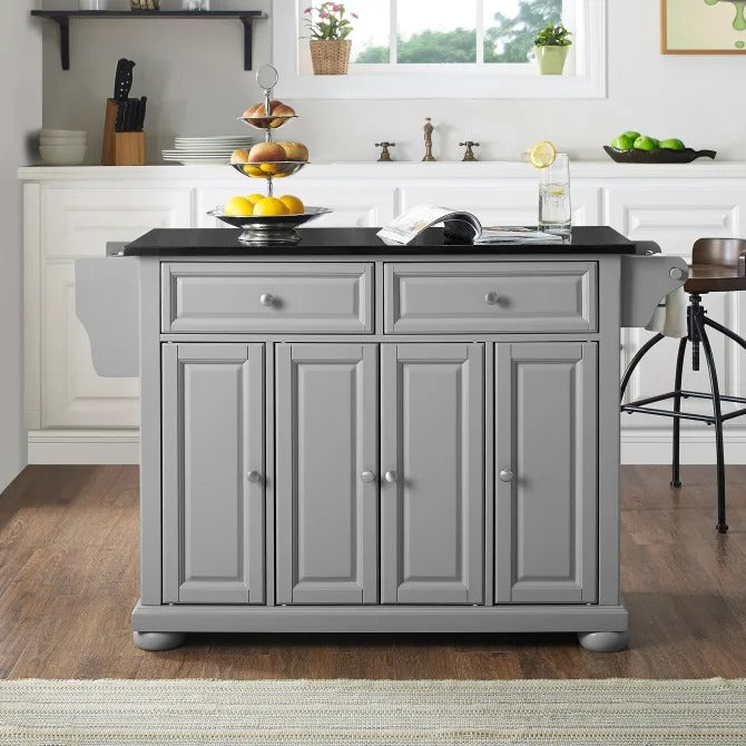 Crosley Furniture Alexandria Granite Top Kitchen Island/Cart in Gray Color