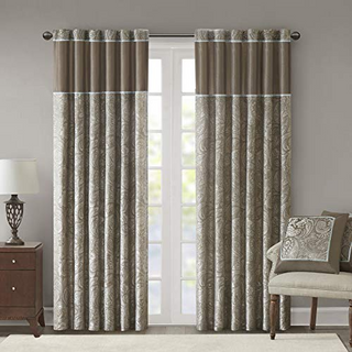 Madison Park Aubrey Faux Silk Privacy Curtain Panel, Rod Pocket And Back Tabs