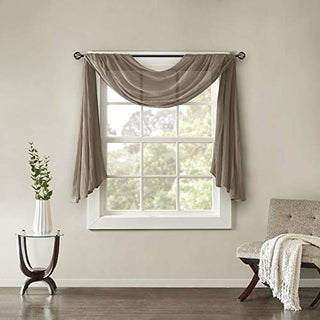 Madison Park Harper Sheer Curtain Panel, Taupe