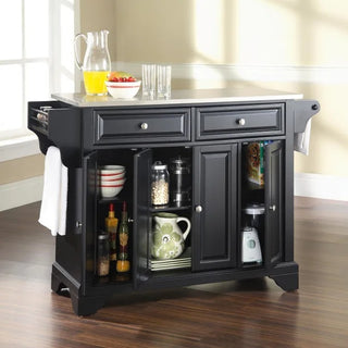Lafayette Full Size Kitchen Island with Solid Gray Granite Top, Black | SKU KF30002BBK