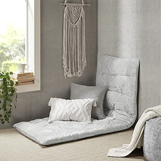 Intelligent Design Edelia Chenille Lounge Floor Pillow, Grey, 74x27