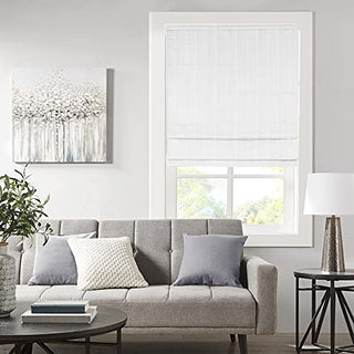 Madison Park Galen Basketweave Cordless Roman Shade, White,  x  in