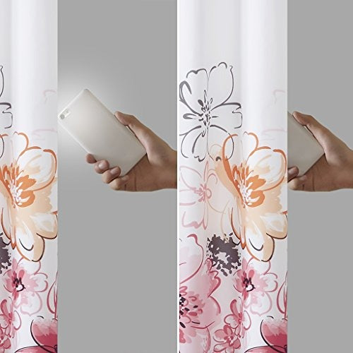 Inspire by Intelligent Design Olivia Blackout Bedroom, Casual Darkening Window Living Room, Floral Print Grommet Black Out Single Curtain, 1-Panel Pack, 84", Pink