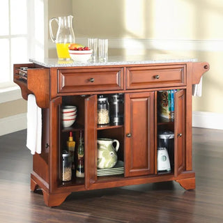Lafayette Full Size Kitchen Island with Solid Gray Granite Top, Classic Cherry | SKU KF30003BCH