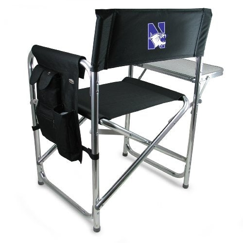 NCAA Northwestern Wildcats Sports Chair with Side Table - Beach Chair - Camp Chair for Adults