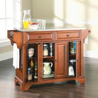Lafayette Full Size Kitchen Island with Solid Gray Granite Top, Classic Cherry | SKU KF30002BCH