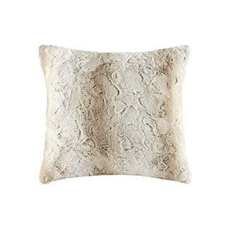 Madison Park Zuri Faux Fur Ombre Stripe Throw Pillow, Sand, 20x20