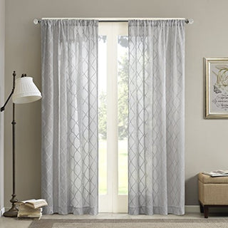 Madison Park Irina Sheer Curtain Panel, Grey, 50 x 95 in