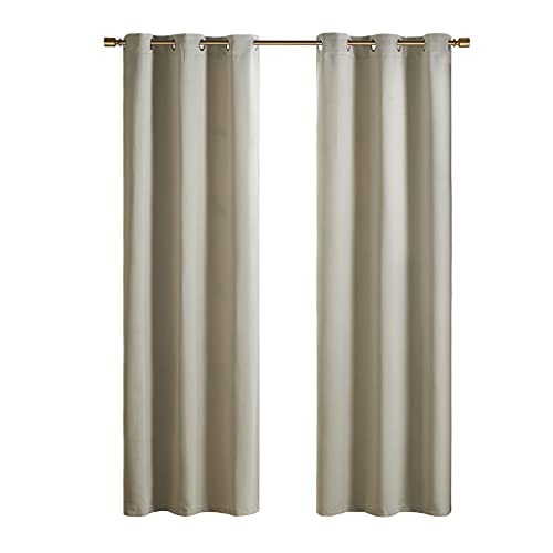 SUNSMART Modern Polyester Solid Thermal Panel Pair with Beige Finish