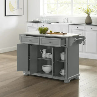Alexandria Granite Top Kitchen Island/Cart in Gray Color | SKU KF30205AGY