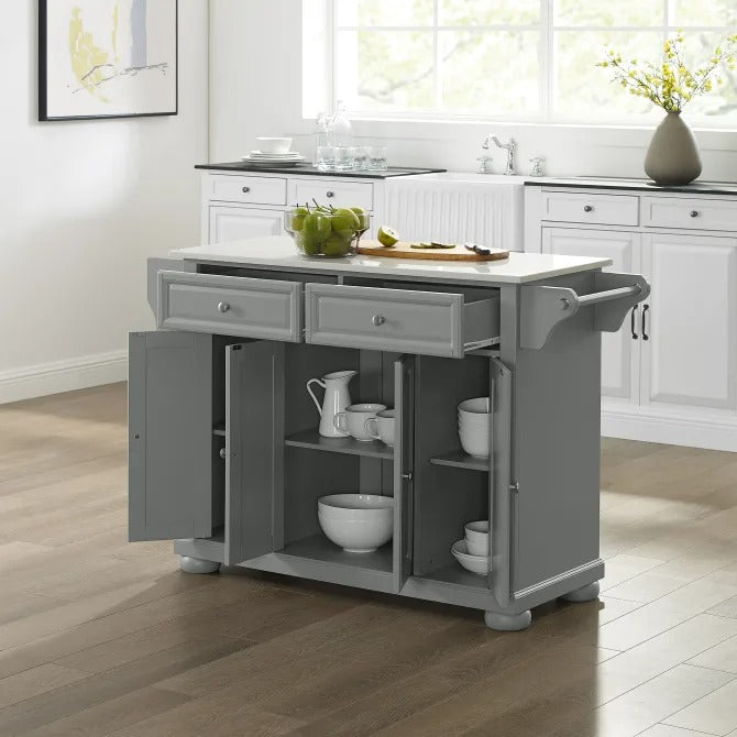 Crosley Furniture Alexandria Granite Top Kitchen Island/Cart in Gray Color