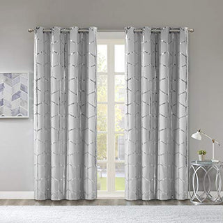 Intelligent Design Raina Total Blackout Curtain Panel, Grommet Top, Grey/Silver, 50 x 84 in
