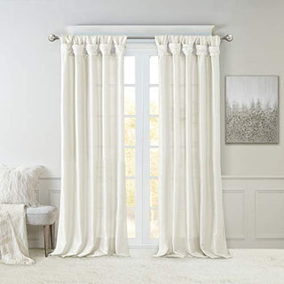 Madison Park Emilia Faux Silk Privacy Curtain Panel, Twist Tab, White, 50 x 120 in