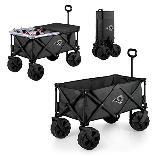 NFL Los Angeles Rams Adventure Wagon Elite All-Terrain Folding Beach Wagon with Big Wheels plus Table Top Lid & Soft Cooler Liner - Sport Utility Wagon - Garden Wagon Collapsible - Cooler Wagon Cart