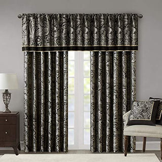 Aubrey Window Valance, Black, 50 x 18 in