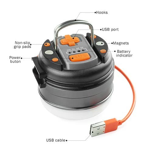 Wagan EL4305 Brite-Nite Duo USB LED Lantern Spotlight Flashlight 3000mAh Rechargeable 2 Hanging Hooks for Camping, Hiking, Emergencies, Power Outage