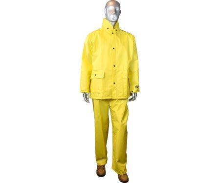 3-Piece Rain Suit Yellow - Heavy Duty PVC RW-300