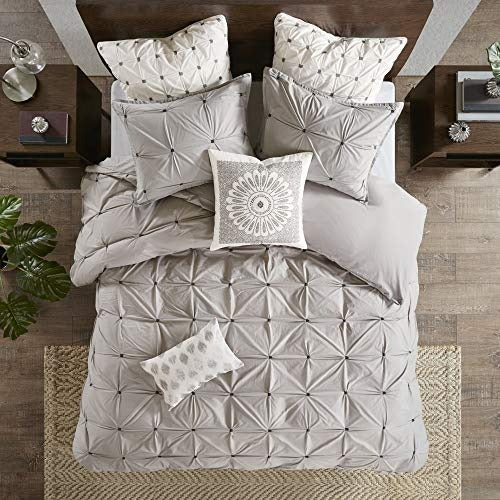 Sofia Cotton Modern Accent Throw Pillow , Casual Embroidered Square Fashion Decorative Pillow , 20X20 , Grey