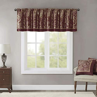 Madison Park Aubrey Window Valance, Burgundy